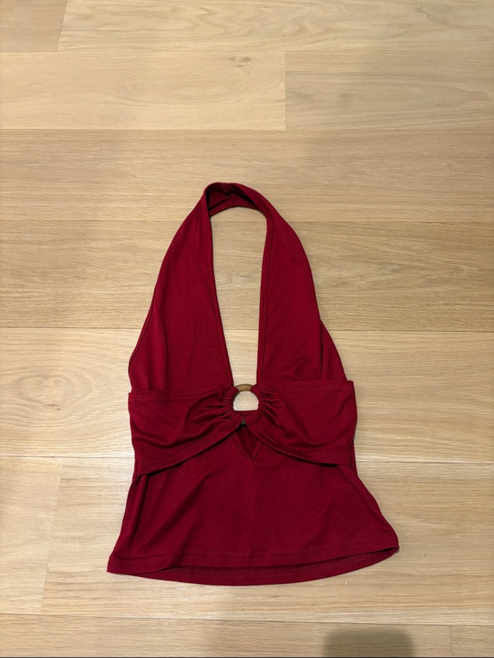 Deep Red Halter Ring-Front Crop Top size medium